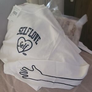 White Long Sleeve Shirt with Self Love Graphic